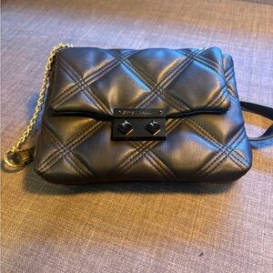Betsey Johnson Black Quilted Crossbody Bag with Gold Chain